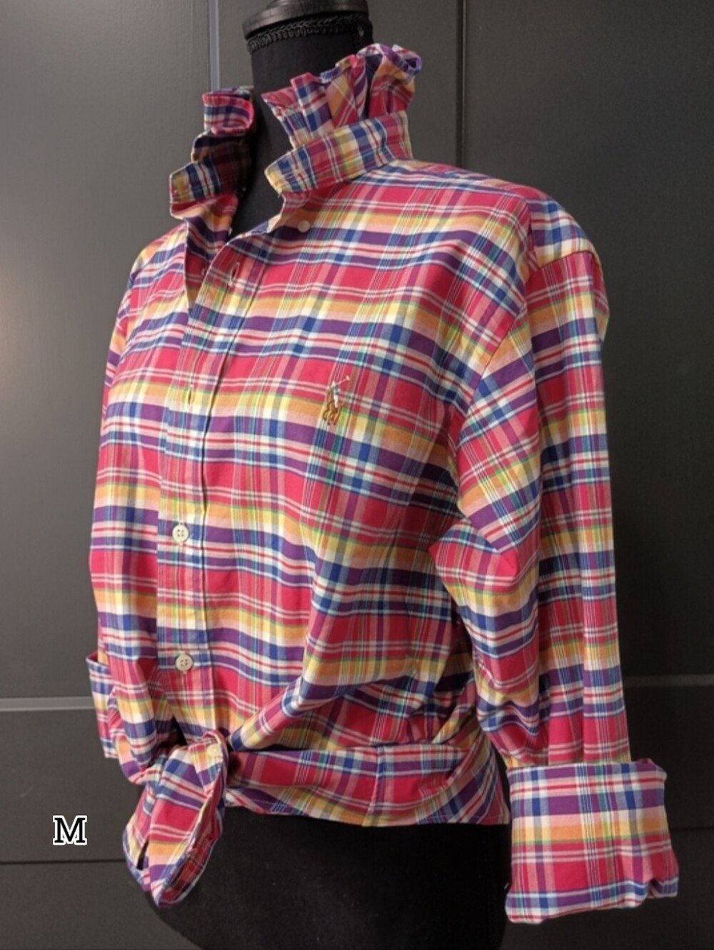 Upcycled Women's Ralph Lauren Ruffled Collar Shirt #144